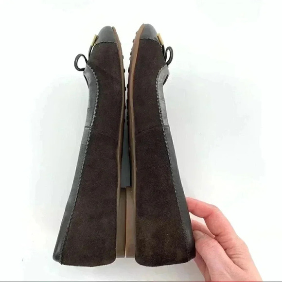 Lands end ballet flats size 8 38 chocolate brown suede bow round toe balletcore - Picture 10 of 13